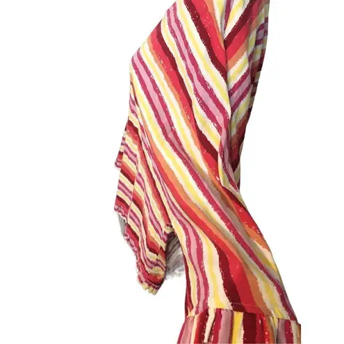 For Cynthia Linen Cynthia Striped Red Orange Multicolor Linen Blend Boxy Fit Top size xl
Co