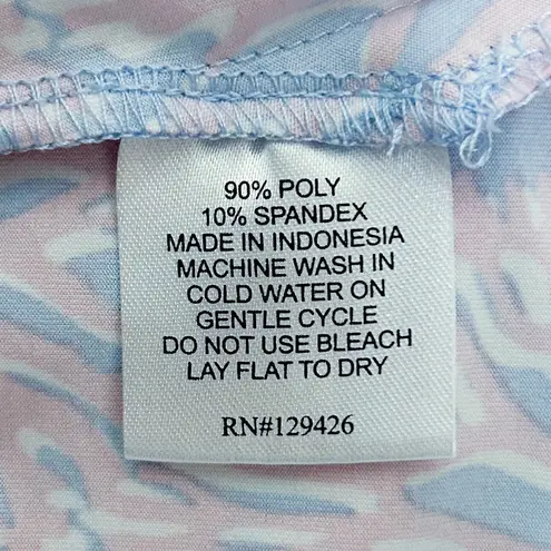 La Mer Luxe Pink White Periwinkle Coral Sleeveless V Neck Buttons Top Small