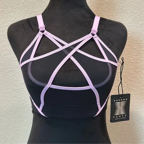 Savage X Fenty Black and Pink Geometric Bra Size XS
