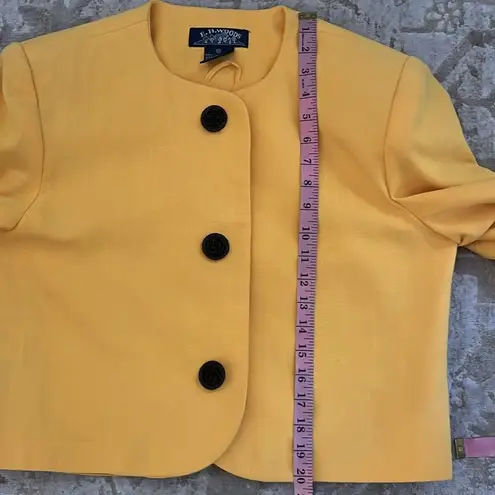 Vintage Mod Cropped Blazer Yellow Swing Jacket Statement Buttons Size 10