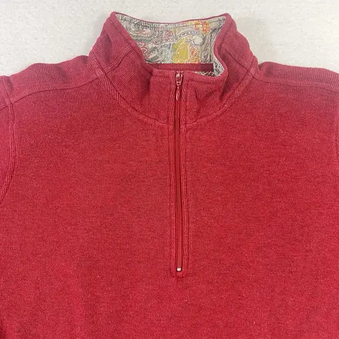 Orvis Sweater Women XL Red 1/4 Zip Pullover Camp Hike Fishing Gorp Cabin Cotton
