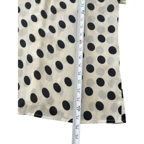 Allegra K Retro 80s Bow Tie Cream Black Polka Dot Blouse Size Medium Modern Pin Up