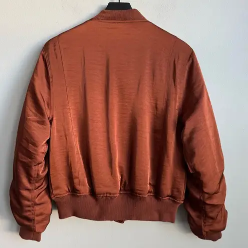House of Harlow 1960 Gina Satin Bomber Jacket in Copper S Orange