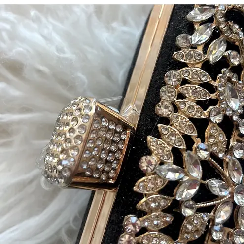 BLACK AND GOLD CRYSTAL DIAMOND EVENING CLUTCH BAG