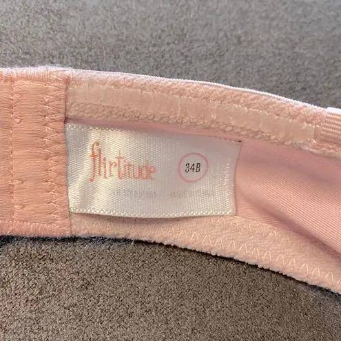 Flirtitude Pink Strapless Multi-Way Push-up Bra with Lace Trim