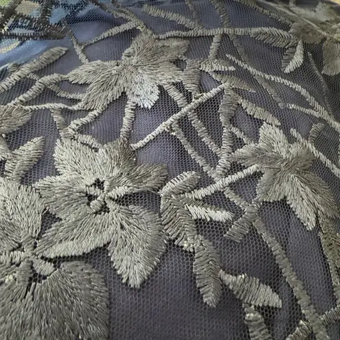 JS Collections Navy Blue Lace Maxi Dress Size 16 Short Sleeve Overlay Gown Floor Length