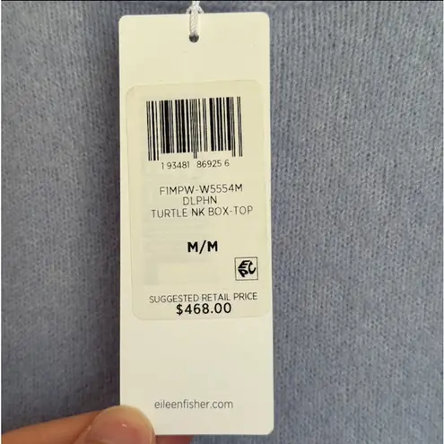 Eileen Fisher NWT  Turtle Neck Box Sweater in Dolphin Blue Medium - Image 8