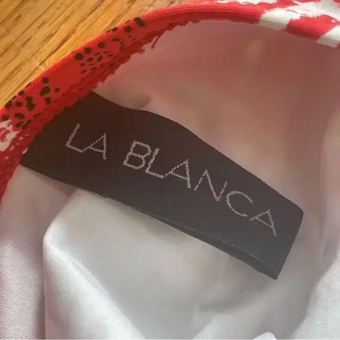 La Blanca Go Bold Hi Waisted Bottom Flame White Red Bikini Bottom Sz 10