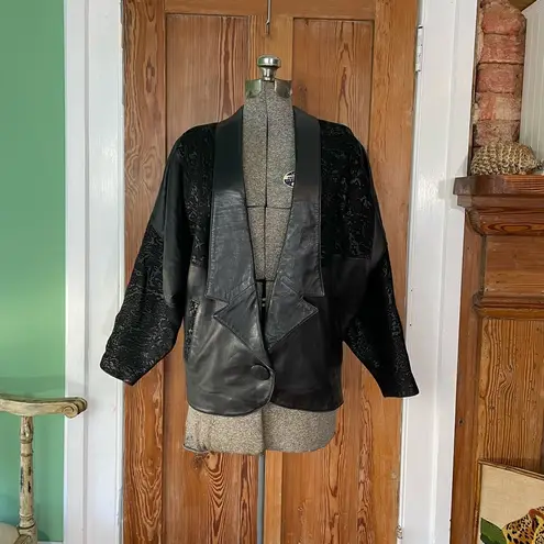 Vintage Iconic 80s Cassidy’s Textured Leather & Suede Jacket Sz Small Black
