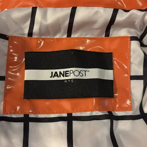 Jane Post Lightweight Rain Parka in Glossy Tangerine Orange Size XS