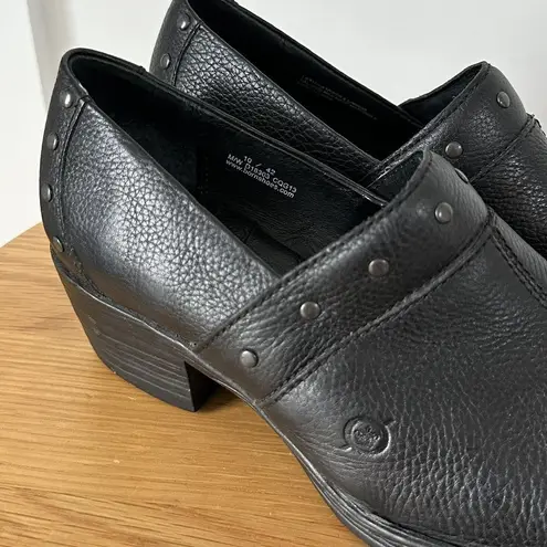 BORN Black Leather Slip On Studded Clogs Comfort WOMEN'S 10 US 42EU Clog Heel