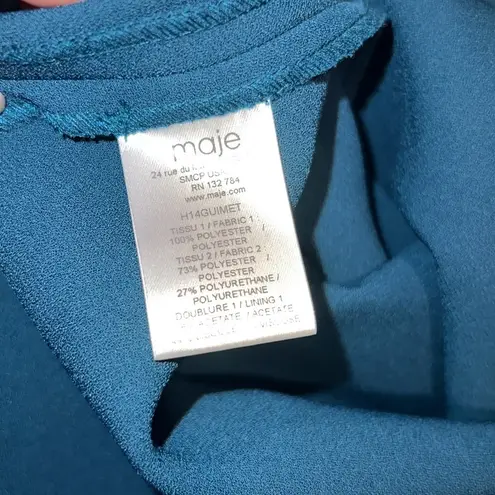 Maje Faux Leather Collar Teal Guimet Tea Dress Size Small