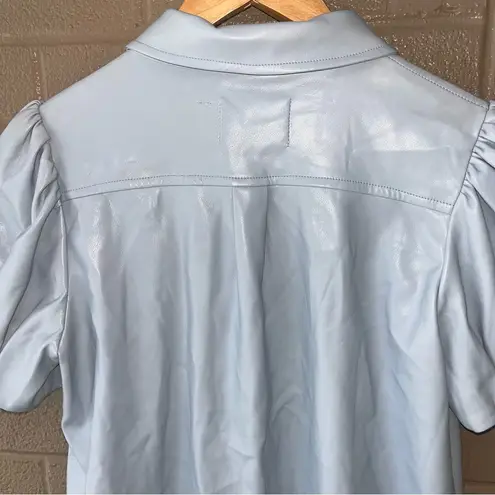 NEW DOLCE CABO Baby Blue Short Sleeve Vegan Leather Dress in Cornflower M $159 Size M