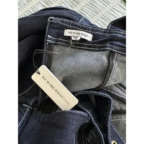 We Wore What New Revolve Corset Overalls Stretch Denim Dark Wash Medium MSRP $198