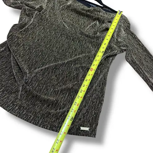 Badgley Mischka Metallic Gold Sparkly Formal Office Dressy Blouse - Size XL