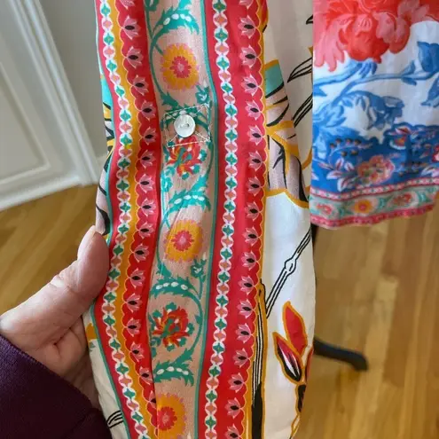 Soft Surroundings Floral Tabbed Sleeves Button Up Blouse Small office work wear