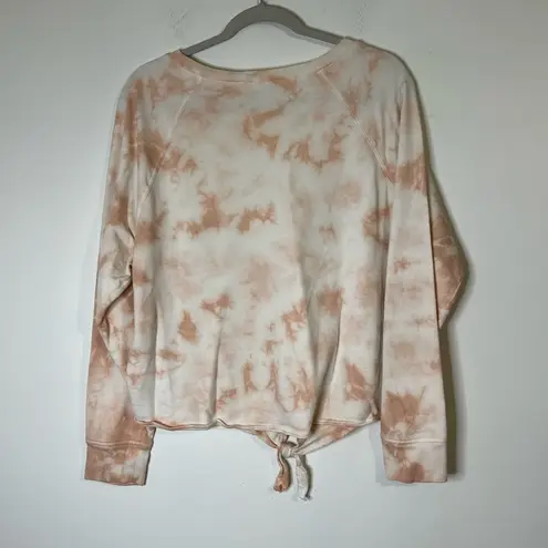 Loft  Outlet Bleach Dyed Peach White Tie Front Sweatshirt Women's M