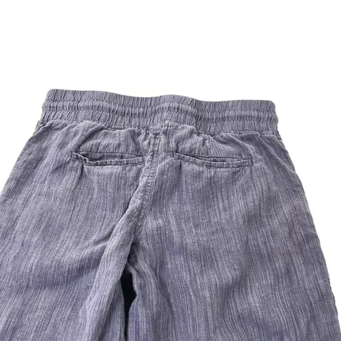 Athleta  100% Linen Wide-Leg Pull-On Textured Pants Pockets Purple Blue size 6 - Image 4