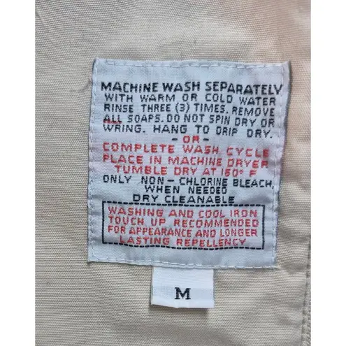 London Fog Towne Fully Lined Khaki Trench Coat Women Sz M Unique Metal Trim