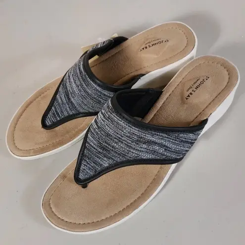 st. john's bay  Memory Foam Thong Comfort Zomp Black Sandal Size 8