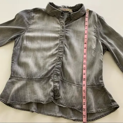 Via Penny Lane Reworked Apparel | Journey Graphic Gray Button Up Shirt Small