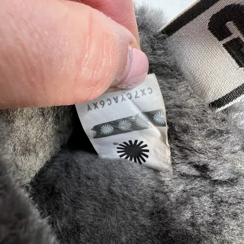 UGG  Sz 7 Oh Yeah Fluffy Double Strap Flat Slippers Slides Sandals in Grey