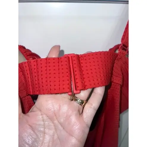 NWOT Rhode x Target Women's 2XL Red Embossed Dot Ruffle One Piece Swimsuit Size 2X