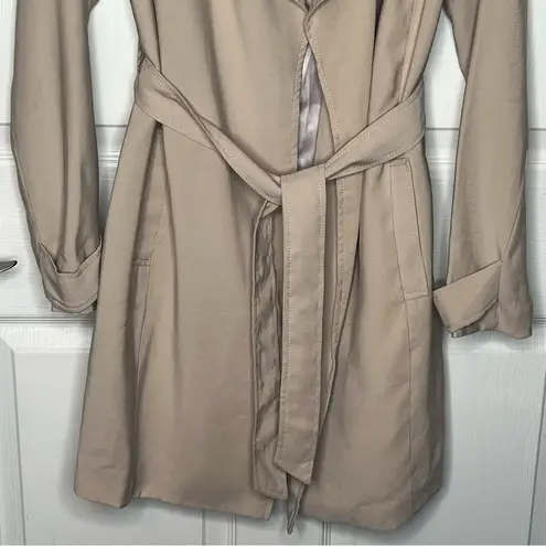 Banana Republic Factory Sz XS Khaki Trench Coat Tie Closure Open Front Tan