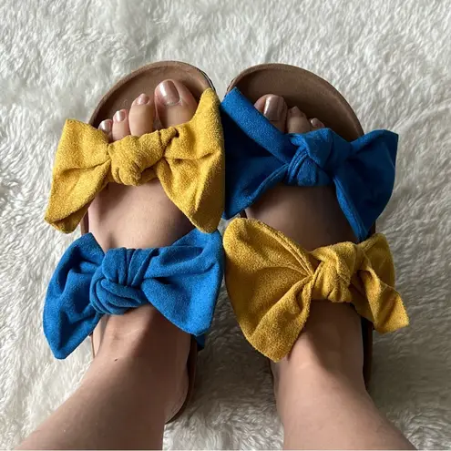Boutique bow tie color block sandals 7.5