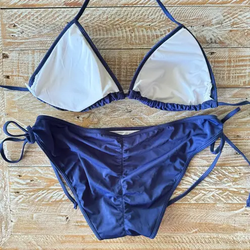 ⚓️True Navy Triangle & Scrunch Butt String Bikini⚓️ ~lg Blue