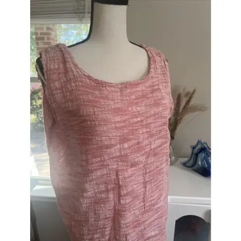 Flax Linen/cotton Sleeveless Tunic Tank Top Red Lagenlook Women's Size Large