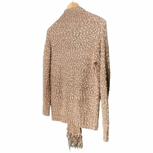 Anthropologie ShuShu Taupe Peach Nubby Boucle Scarf Front Fall Sweater Women’s Size Medium