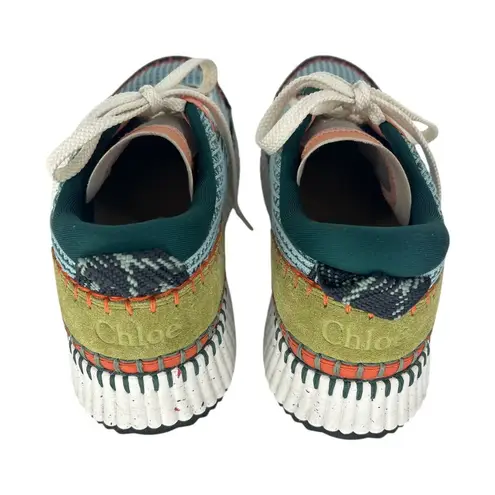 Chloé Chloe Nama Flower Green Mesh Platform Sneaker 51MM