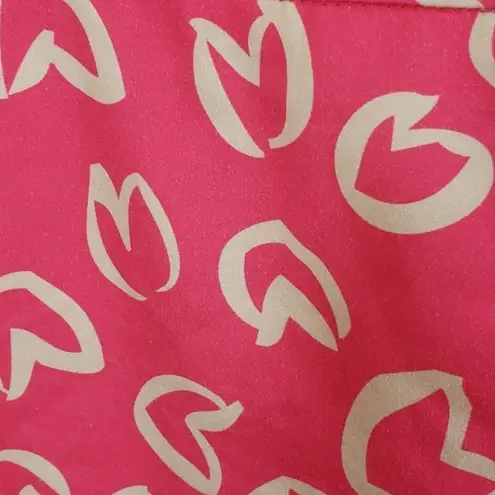 SARA CAMPBELL HEART PRINT PINK CREAM TAN ANKLE PANTS 2