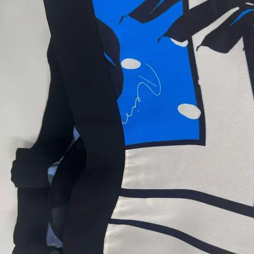 Reiss Erin Palm Print Halter Neck Maxi Dress Sleeveless Blue White Black