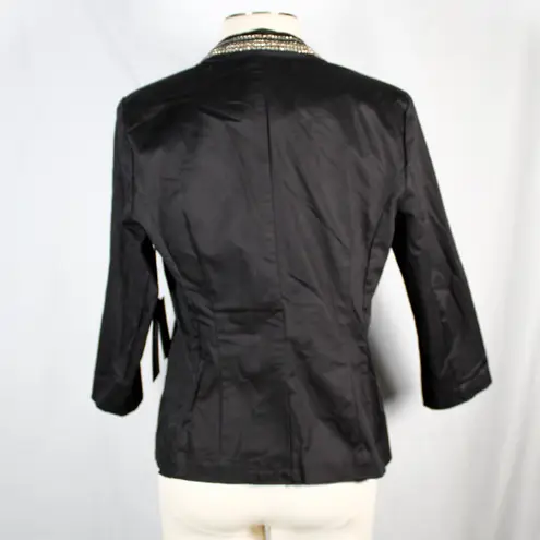 Rock & Republic NWT Black Blazer with Rhinestone Sparkle Collar Detail