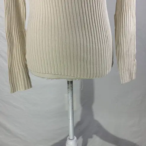 Jacqueline Ferrar Silk Mock Turtleneck Cream and Black Sweater Size Medi…