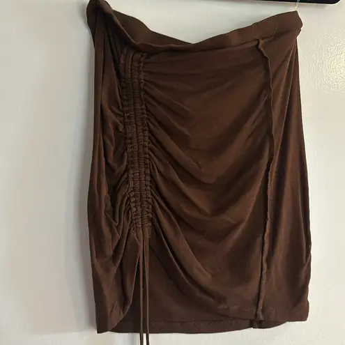 Tic Toc MOVING SALE Brown Two-Piece Mini Skirt Crop Top Set
