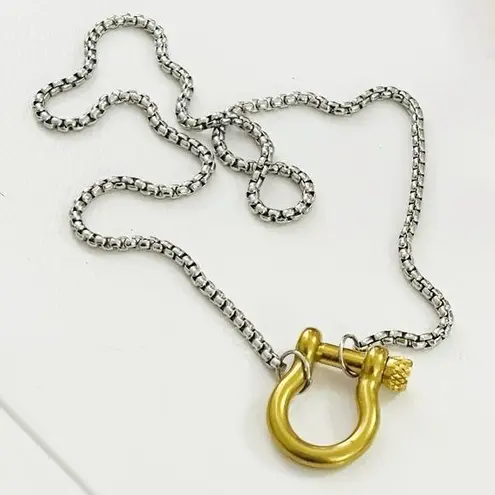18K Gold Plated Carabiner holder Necklace Stainless Steel womens jewelry
