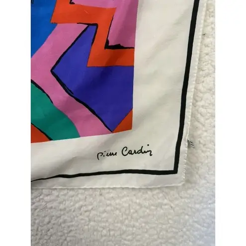 Pierre Cardin Vintage Scarf Womens Large Multicolor Abstract 100% Silk Italy 80s
