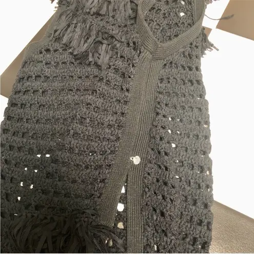 Scotch & Soda Maison Scotch Crochet Open Knit Fringe Sweater Swim Cover Up Black