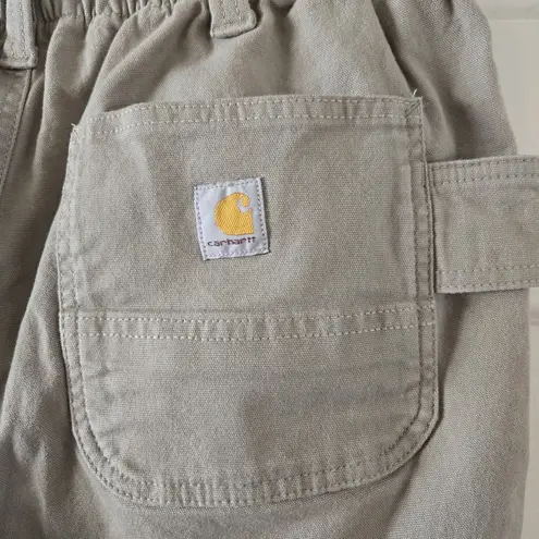 Carhartt Women’s  Shorts Size 8 Utility Work Large Pockets Beige Elastic Waist