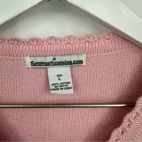 American Vintage Vintage Y2K Cottagecore Pink Floral Sweater Cardigan Size Large Coquette