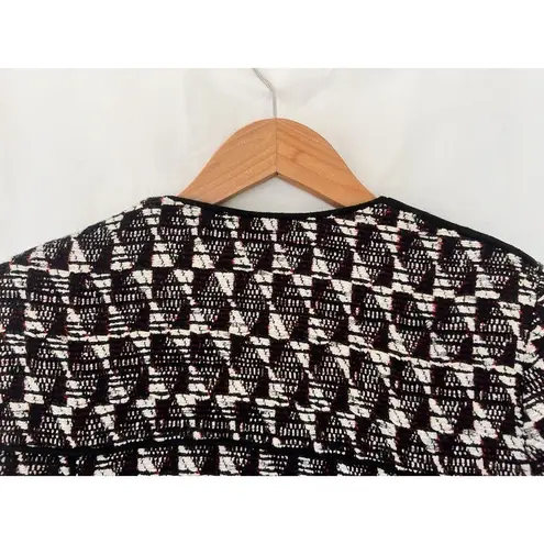 IRO Kamber Red Tweed Knit Zipper Leather Trim Moto Jacket Size 40 Career Office