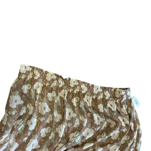 Lauren Conrad NWT Midi Peasant Skirt 4X Brown Floral Gold Streak Lined Elastic