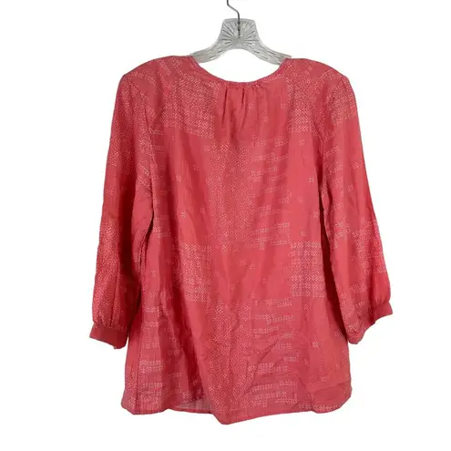 Caslon NWT  Blouse Size S Tie Front 3/4 Sleeve Orange Boho Peasant