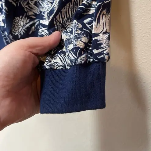 Catalina Vintage Collection Womens 1990s Blue Floral Leaf Blazer Jacket Small