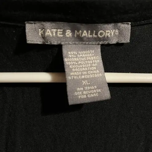 Kate and Mallory Ruffled Black Top Women’s Size XL Whimsy Goth Flutter Sleeve