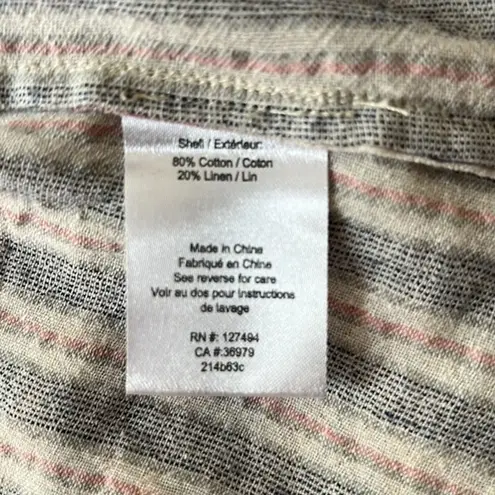 Heartloom Shirt Women Small Tan Gray Striped Jardin Top Button Up Neutral Earthy