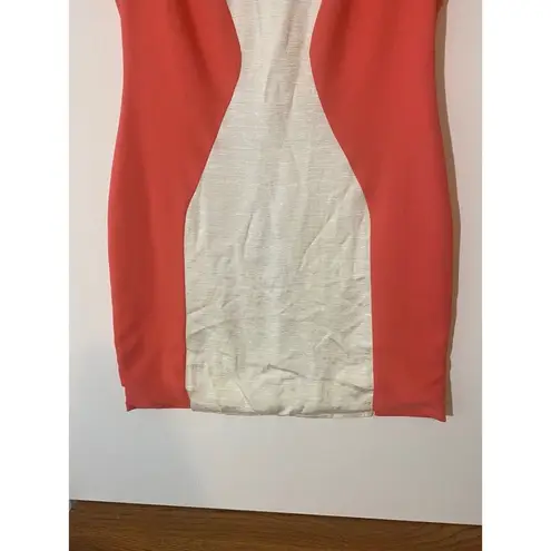Aryn K Sheath Dress Size Medium Sleeveless Color Block Coral White Mini Length